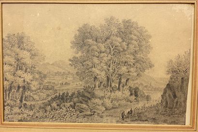 null French school of the middle of the XIXth century

Animated landscape

Pencil

Signed...
