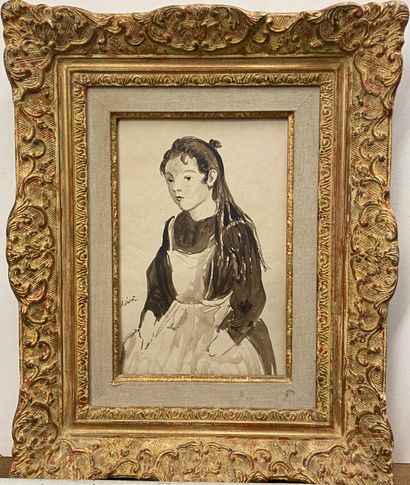 null ECOLE FRANÇAISE VERS 1880-1900

Jeune femme au tablier

Aquarelle sur papier

Porte...