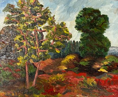 null French school of the Xth century

Forest landscape

Oil on panel, signed ...VILA...