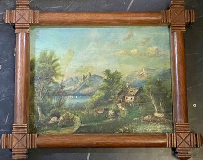 null Swiss school of the Xth century 

Farm at the foot of the mountains Oil on canvas,...