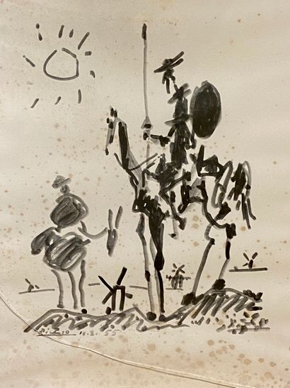  PABLO PICASSO, d'après 
Tauromachie 
Impression en noir. 
Dim. : 64 x 49cm