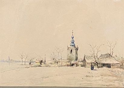 null VAN DER LIN (early 20th century)

Animated village

Watercolor on paper, signed...
