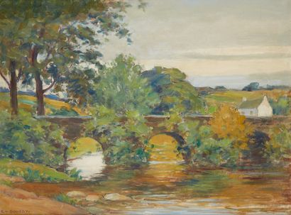 null Charles Léon GODEBY (1870-1952)

Landscape with a bridge 

Oil on isorel panel...