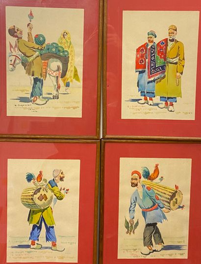 null E SVACHIAN 

"Types of Traveling Merchants in Tehran

Suite of four watercolors...