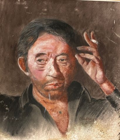 null School Xxè century

Portrait of Gainsbourg

Gouache on paper, signed lower right.

Size...