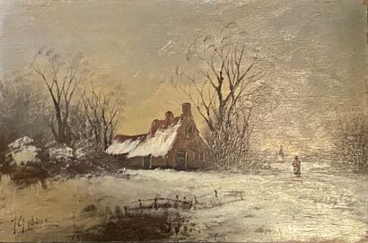 null Dutch School or Eastern Europe Farm under the snow

Oil on panel signed lower...
