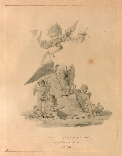 Jean - Baptiste ISABEY (Nancy 1767 - Paris 1855) Allégorie du Temps
Plume et encre...