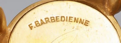 FERDINAND BARBEDIENNE (1810-1892) et Edouard LIEVRE, attribué à Paire de bougeoirs...