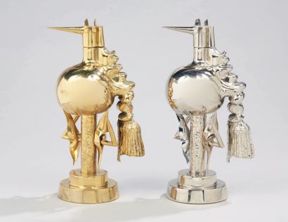 Wilfredo LAM (1902-1982) L'oiseau de feu, L'oiseau de fer
Suite de deux sculptures...
