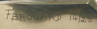 FRED BROUARD (1944-1999) Table basse à plateau rectangulaire à bords arrondis en...