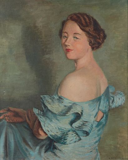 André HAMBOURG (1909-1999) Portrait de femme, 1933 Huile sur toile. Signée et datée...