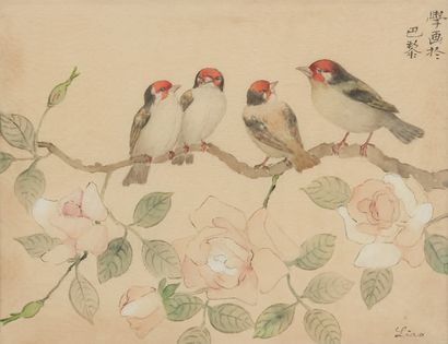 XIN XUE LIAO (1906-1958) Watercolor and ink on silk.
Signed upper right and lower...