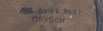 ANDRÉ ALETH-MASSON (1919-2009) Plat en céramique émaillée.
Signé « A Masson ».
Vers...