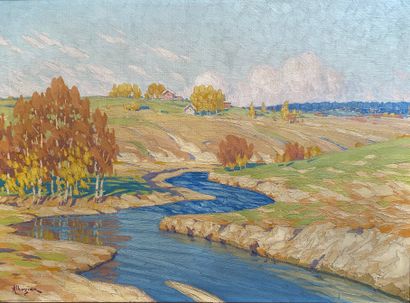 null Ohannès Alhazian (1881-1958)

Paysage et bord de rivière

Huile sur toile, signée...