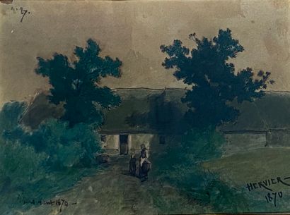 null ADOLPHE LOUIS HERVIER (1818-1879)

Farm and characters.

Watercolor and ink...