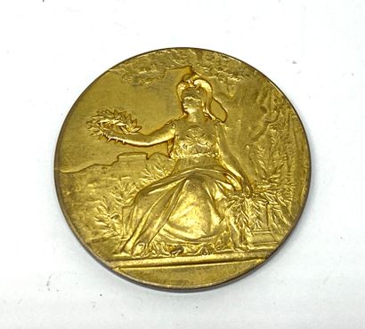 null 
Médaille en vermeil ornée d'une femme à l'antique.




Au revers, inscription...
