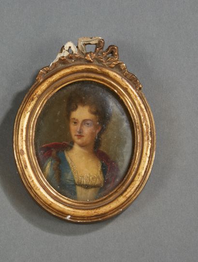 null Miniature sur cuivre représentant le portrait en buste de Madame de Brye, du...