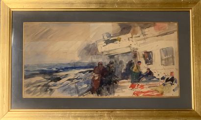 null EUGENE LOUIS GILLOT (1868-1925)

Scène de port

Crayon et gouache sur papier

Dim....