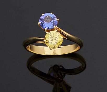 null RING said toi & moi in yellow gold 750 mm decorated with a treated diamond of...