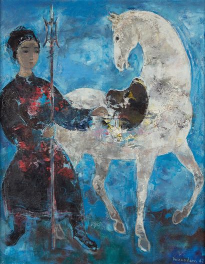 VU CAO DAM (1908-2000) Cheval blanc, 1962
Huile sur toile signée et datée en bas...