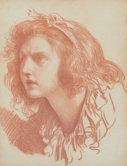 ÉCOLE FRANCAISE du XIXe siècle, suiveur de Jean - Baptiste GREUZE Jeune femme effrayée,...