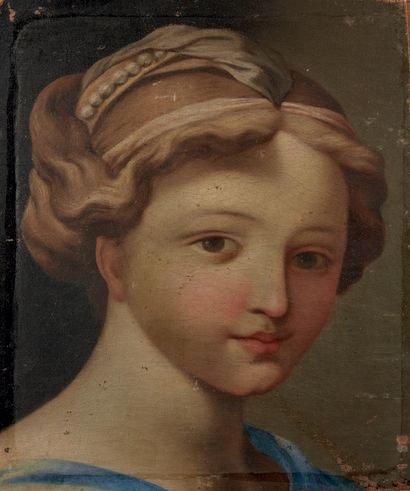 École FRANÇAISE du XVIIIe siècle Portrait of a Woman
Oil on canvas mounted on panel.
Monogrammed...