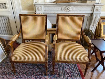 null Paire de fauteuils de style Louis XVI

Garniture de velours jaune