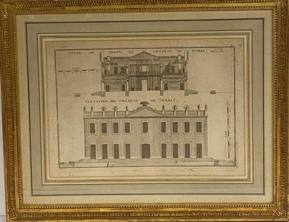 null Set of seven engravings representing plans and views of the castle of Marly.

End...