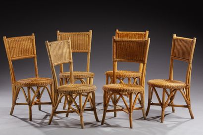 null TRAVAIL DES ANNEES 1960

Suite de six chaises en rotin

Dim. : 91 x 44 x 45...