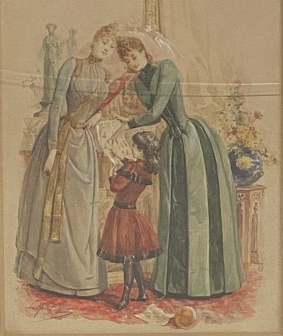null L MESNIL (XIXème siècle)

Scène d'intérieur aves deux femmes et une fillette...
