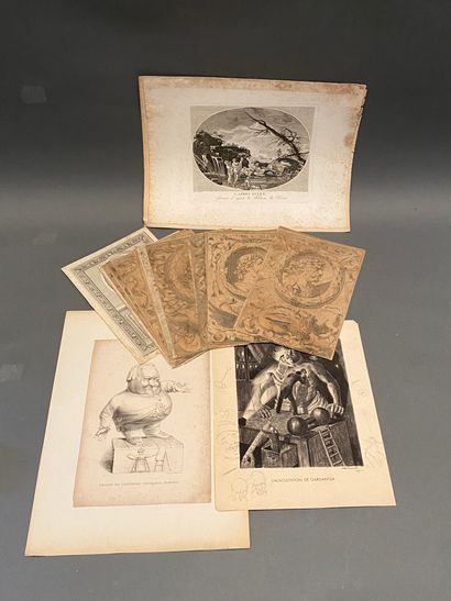 null Set of various engravings including 18th century engravings (cut margins, pitting);...