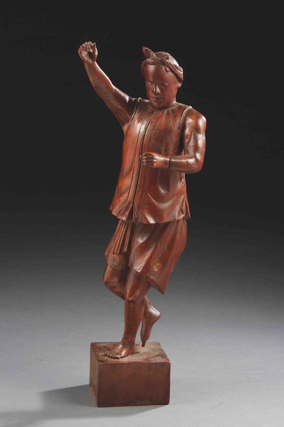 INDOCHINE - Vers 1900 
Statuette de dignitaire...