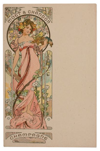 Alphonse MUCHA (1860-1939) "MOET and CHANDON - brown woman in pink dress"
Uncirculated,...