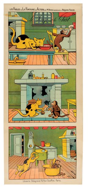 Benjamin RABIER "Les Fables de la Fontaine en action" .
Suite of three panels by...