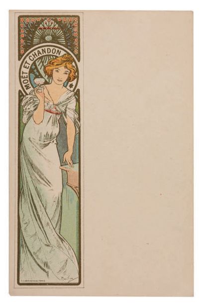 Alphonse MUCHA (1860-1939) "MOET and CHANDON - blonde woman in a green dress
Uncirculated,...