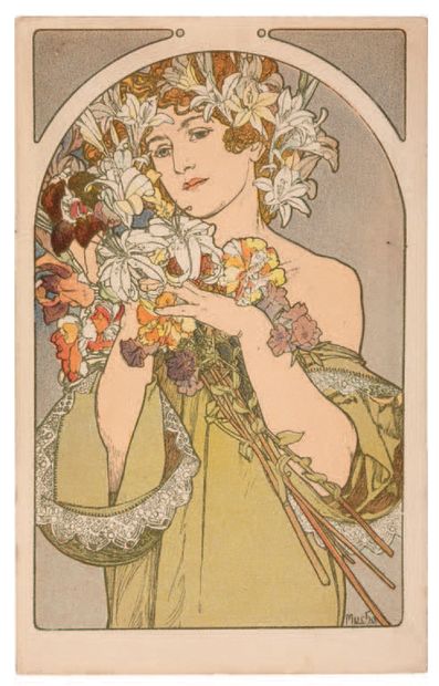 Alphonse MUCHA (1860-1939) "Flower - Woman with a bouquet"
Uncirculated, good co...