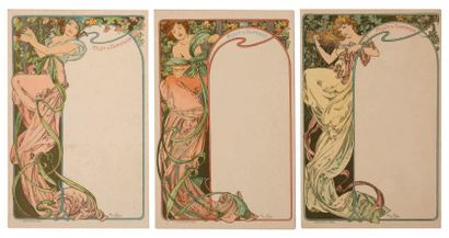 Alphonse MUCHA (1860-1939) "Menus MOET et CHANDON"
Set of three cards
Uncirculated,...