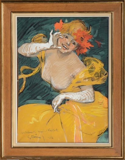 Jules Alexandre GRÜN (1868-1934) "Dancer of review of the Belle Epoque"
Mixed technique...