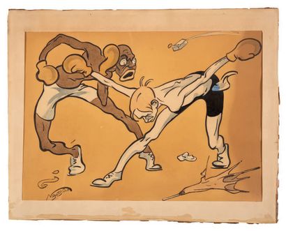 null BOXING Set of six caricatures related to boxing period 1920-1950.
- Three of...