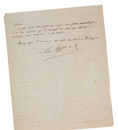 [EIFFEL (Gustave)] Autograph letter signed addressed to Mr. Poncin, engineer of the...