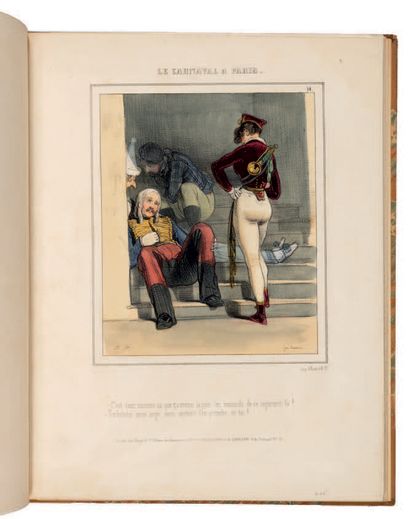 GAVARNI Le Carnaval à Paris. Paris, Aubert, 1838-1843. 1 vol. infolio.
Blond half...
