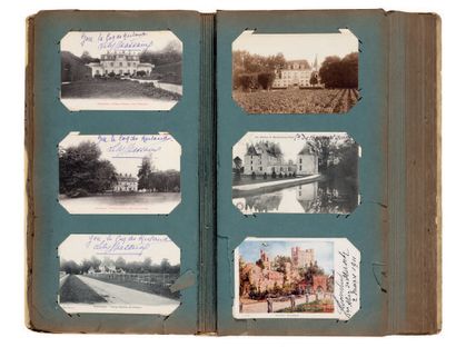 null [POSTCARD]. Album of postcards featuring castles collected by Eddy Le Coq de...