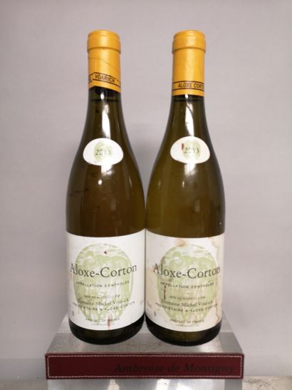 null 2 bottles ALOXE CORTON - Michel VOARICK 2013 Stained labels.