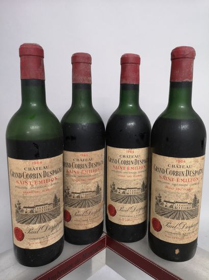 null 4 bottles Château GRAND CORBIN DESPAGNE - Grand Cru de Saint Emilion 1964

Stained...