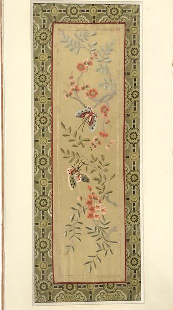 null CHINA

Two embroidered silks representing flowers and birds.

Size: 21 x 61.5...