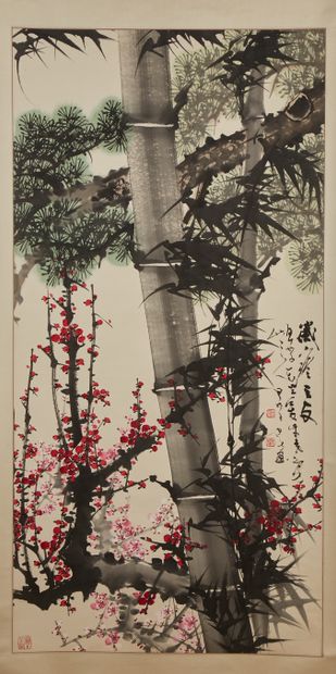 null CHINA - Modern

Ink on paper, the three friends of winter (pine, bamboo and...