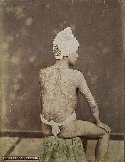 Tatoué, Japon, années 1880 Albumine réhaussée...