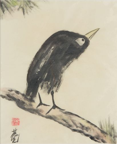 LIN FENGMIAN (1900-1991) Oiseau branché
Dim. : 29 x 24 cm
Certificat
Provenance :...
