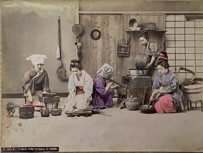 Preparing Dinner, Japon, années 1880 Albumine...