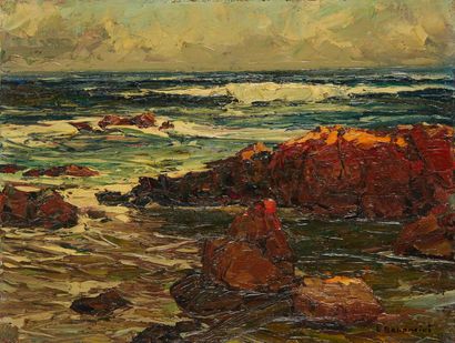 Louis BONAMICI (1878-1966) Bord de mer aux rochers
Huile sur toile.
Signée en bas...